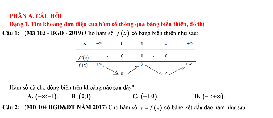 Tài liệu: Các dạng toán về tính đồng biến nghịch biến của hàm số 1