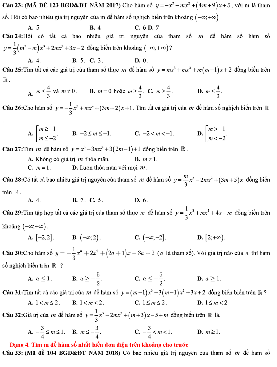 Tài liệu: Các dạng toán về tính đồng biến nghịch biến của hàm số 5