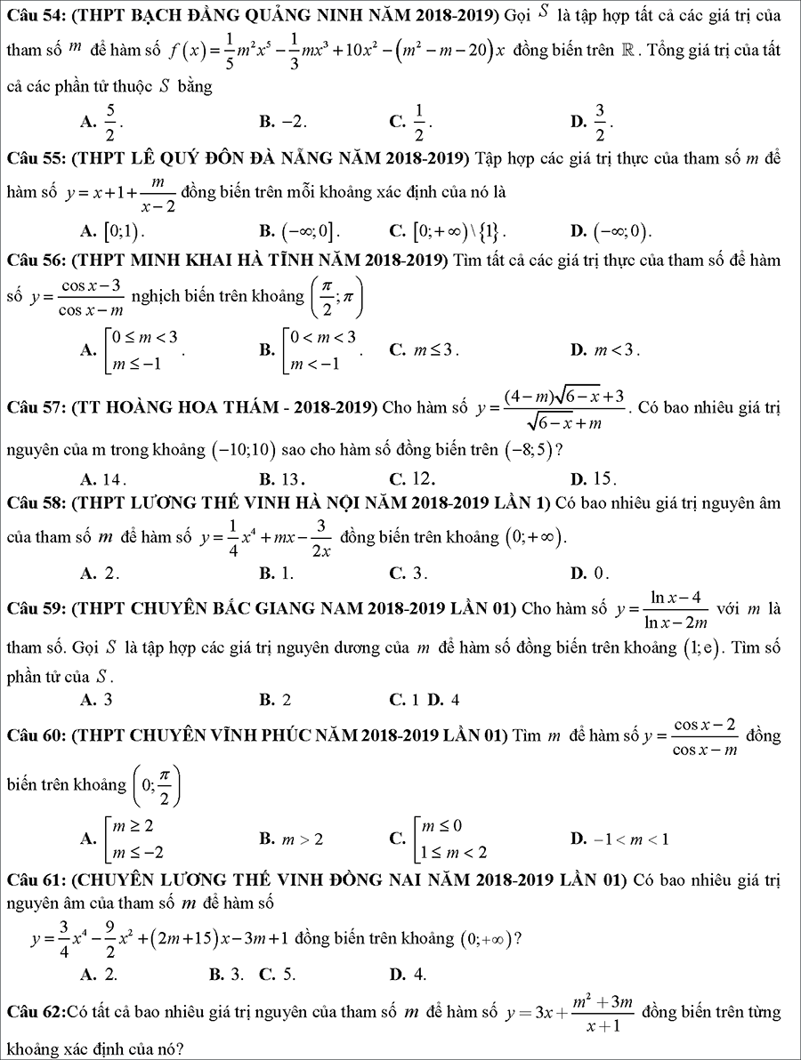 Tài liệu: Các dạng toán về tính đồng biến nghịch biến của hàm số 8