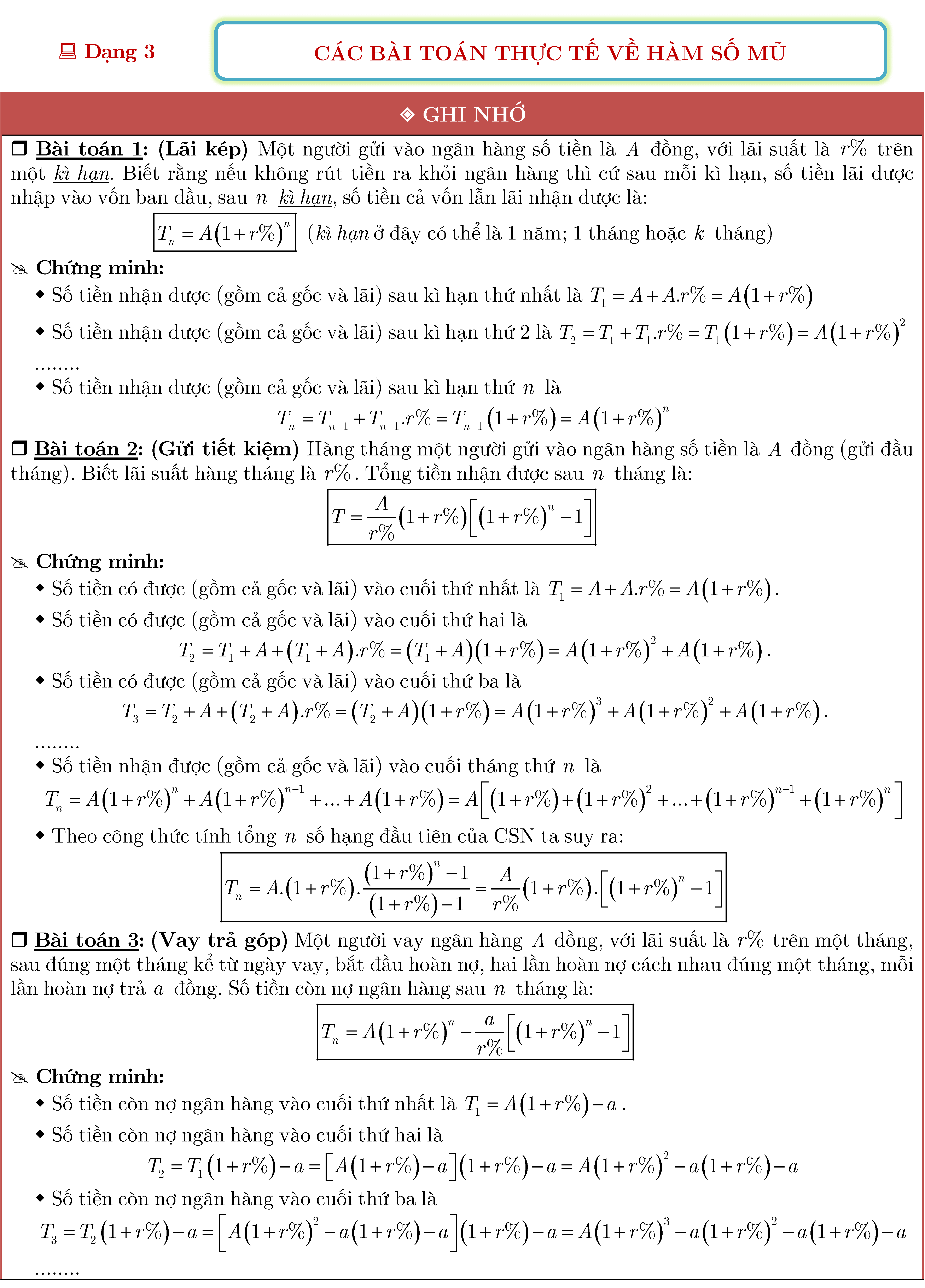 Tài liệu về hàm số logarit, hàm số mũ 10