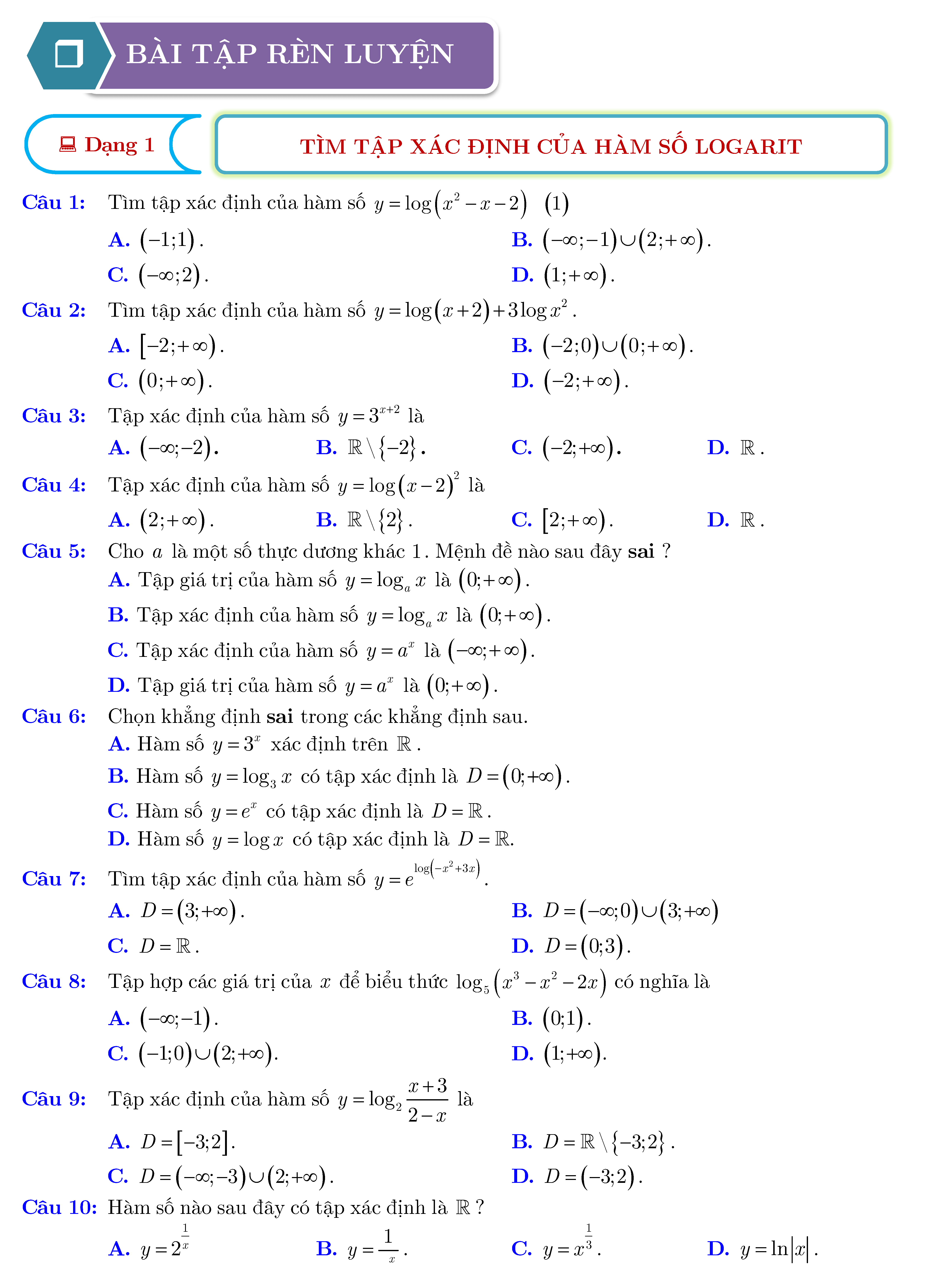 Tài liệu về hàm số logarit, hàm số mũ 18